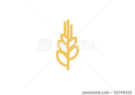 wheat grain agriculture mono line logo design 58749383