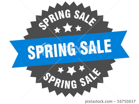 spring sale sign. spring sale blue-black circular spring sale sign. spring sale blue-black circular 58750837