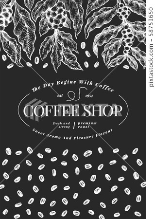 Coffee vector design template. Vintage coffee - Stock Illustration ...