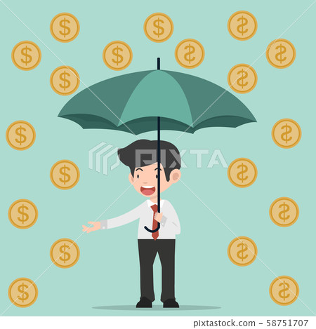businessman hold umbrella with coin businessman hold umbrella with coin 58751707