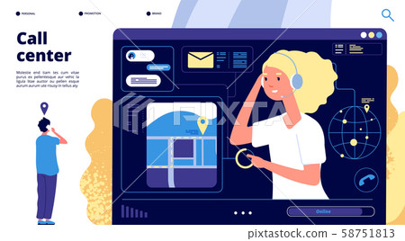 Call center. Customers chat with support operator, counselor helping client. Telemarketing digital Call center. Customers chat with support operator, counselor helping client. Telemarketing digital 58751813