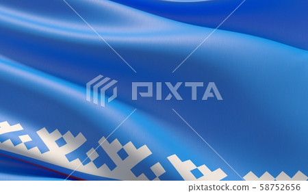Flag of Nenets Autonomous Okrug. High resolution close-up 3D illustration. Flags of the federal Flag of Nenets Autonomous Okrug. High resolution close-up 3D illustration. Flags of the federal 58752656