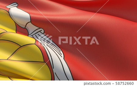 Flag of Voronezh Oblast. High resolution close-up 3D illustration. Flags of the federal subjects of 58752660