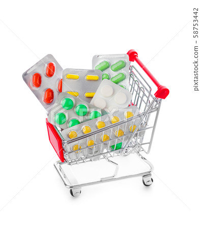 Pills in shopping cart 58753442