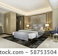 3d rendering beautiful classic luxury bedroom suite in hotel with tv 58753504
