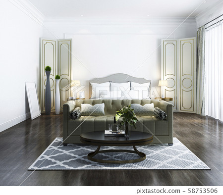 3d Rendering Beautiful Classic Luxury Bedroom Stock