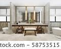 3d rendering modern bathroom with luxury tile decor  58753515