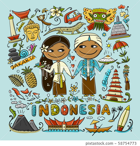 Travel to Indonesia. Greeting card for your design Travel to Indonesia. Greeting card for your design 58754773