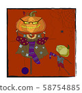 Halloween holiday. cute pumpkin character. grandmother pumpkin knits a sock to her grandson 58754885