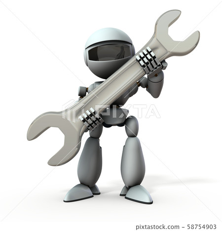 帶大扳手的人工智能機器人 帶大扳手的人工智能機器人 58754903