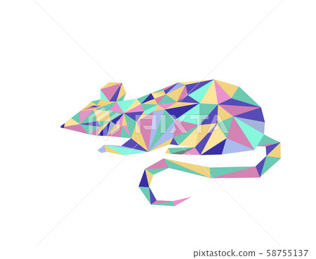 2020 Rat on the Chinese calendar. On a white background origami from colored paper. illustration 2020 Rat on the Chinese calendar. On a white background origami from colored paper. illustration 58755137