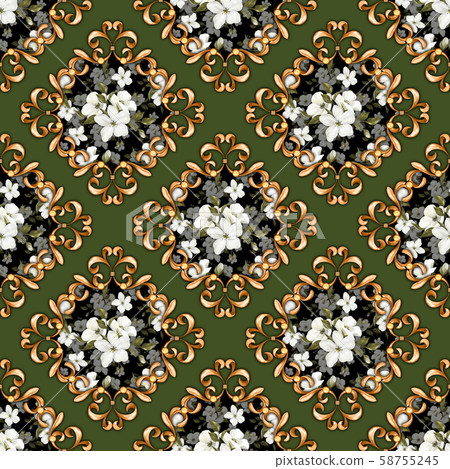 Seamless pattern with white apple flowers and... - Stock Illustration ...