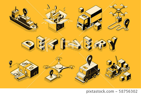 Delivery isometric projection concept Delivery isometric projection concept 58756302