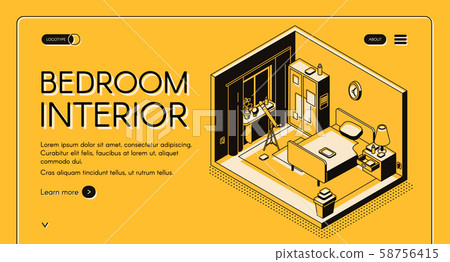 Cozy bedroom interior isometric website 58756415