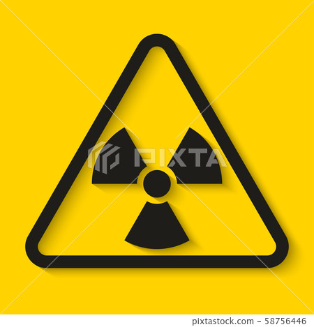 Danger radioactive sign on yellow background. Vector illustration 58756446