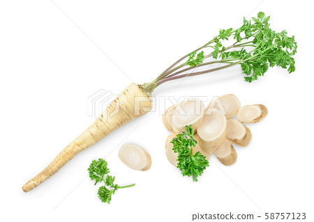 Parsley root with leaves isolated on white background 58757123