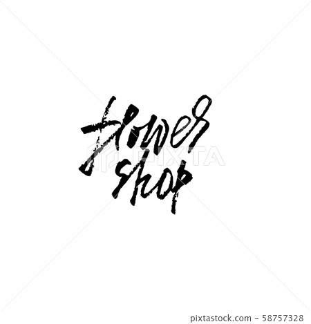 Flower shop. Calligraphy template design element for business, florists market. Vector illustration. 58757328