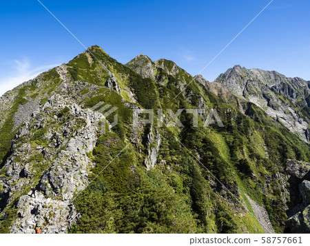 Pyramid peak, main peak, and Okuho Takadake Pyramid peak, main peak, and Okuho Takadake 58757661
