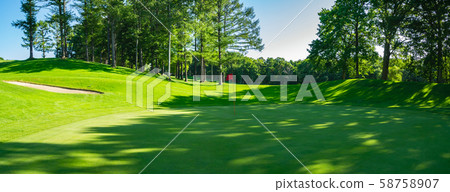 The approach zone that stretches out in front of the green on the golf course. The approach zone that stretches out in front of the green on the golf course. 58758907