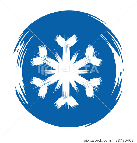 Blue round banner with a white snowflake. Vector 58759402