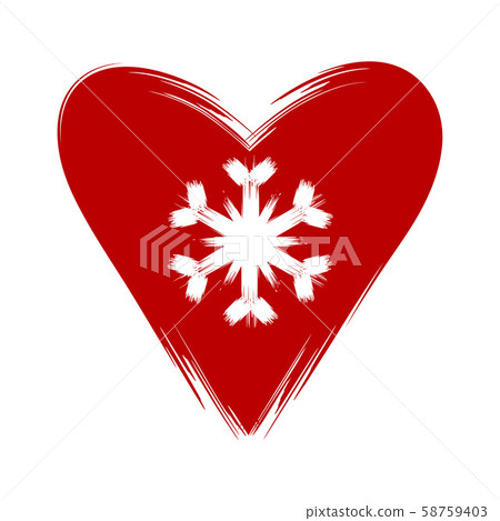 Red heart with a white snowflake. Isolated vector 58759403