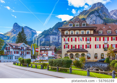 Street view in Kandersteg, mountains, Switzerland Street view in Kandersteg, mountains, Switzerland 58760289