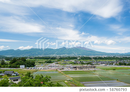 Rural scenery of Mt. Asama and Saku City Rural scenery of Mt. Asama and Saku City 58760793