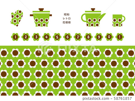 昭和復古花旗與數字，綠色 58761857