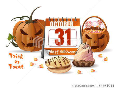 Design with Halloween calendar, jack o lantern 58761914
