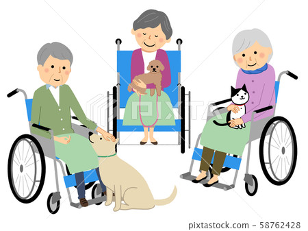 動物治療動物和老人 58762428