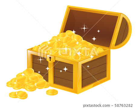 Treasure chest illustration_coin_tree 58763282