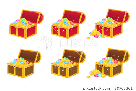 百寶箱illustration_coin and gemstone_red_tree_set 58763361