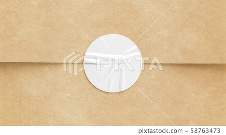 BLank white crumpled sticker on craft paper mock BLank white crumpled sticker on craft paper mock 58763473