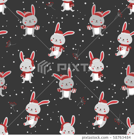 Christmas seamless pattern with bunny background, Christmas seamless pattern with bunny background, 58763484