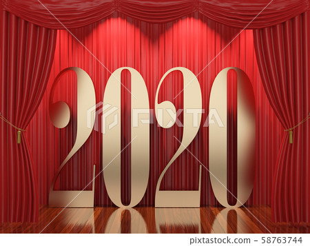New year 2020,3d rendering of 2019 on stage New year 2020,3d rendering of 2019 on stage 58763744