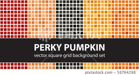Square pattern set Perky Pumpkin. Vector seamless 58764298