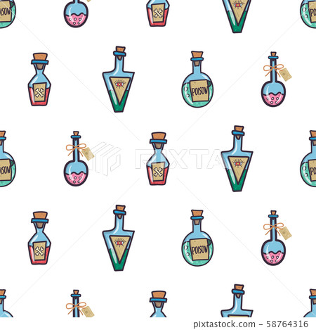 Vintage seamless pattern with set of different poison bottle 58764316