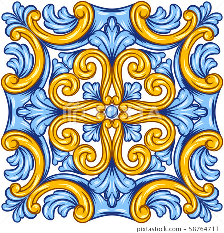 Portuguese azulejo ceramic tile pattern. Portuguese azulejo ceramic tile pattern. 58764711