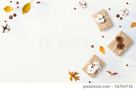 Gift boxes with autumn theme Gift boxes with autumn theme 58764716