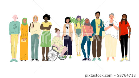 Group of different young people. Social diversity 58764718