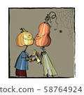 Halloween holiday. cute pumpkin character. kiss 58764924