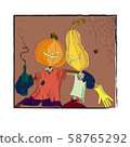 Halloween holiday. cute pumpkin character. couple of friends at a party 58765292