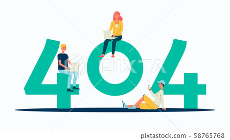 404 error code banner - isolated cartoon people sitting near giant digits i 404 error code banner - isolated cartoon people sitting near giant digits i 58765768
