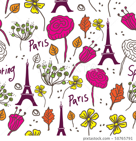 Paris Spring-Love in Paris seamless repeat pattern 58765791