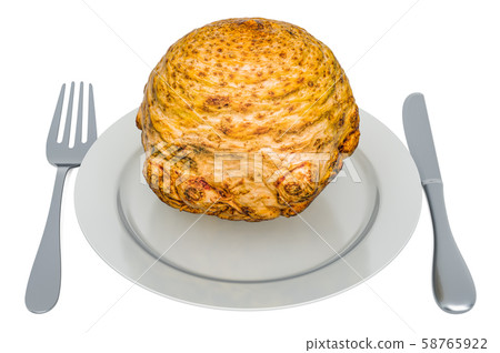 Fresh celery root on plate with fork and knife Fresh celery root on plate with fork and knife 58765922