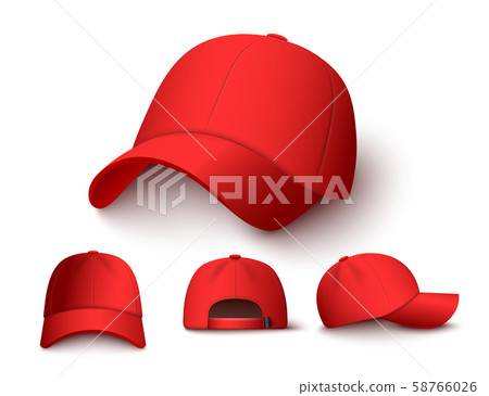 Bright red baseball cap mock up set 