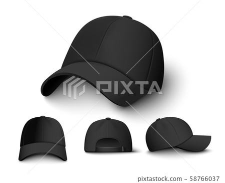 Realistic black cap mockup set from front, back and side view 58766037