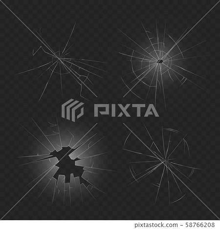 Realistic broken glass texture set - crashed...-插圖素材 [58766208] - PIXTA圖庫