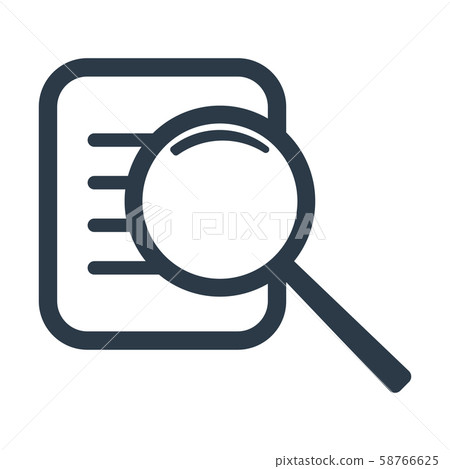 Search document icon. Magnifier and document. Search document icon. Magnifier and document. 58766625