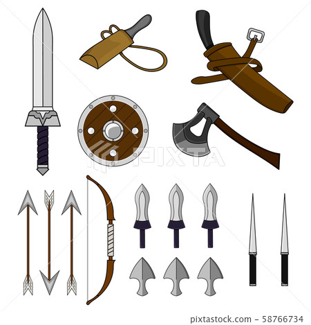 Cartoon Set of Different Weapons isolated on white 58766734
